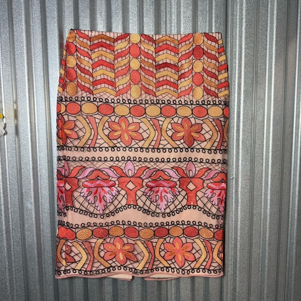 Size 8 Mari Vintage Pencil Skirt with 60's style lace overlay and pink lining